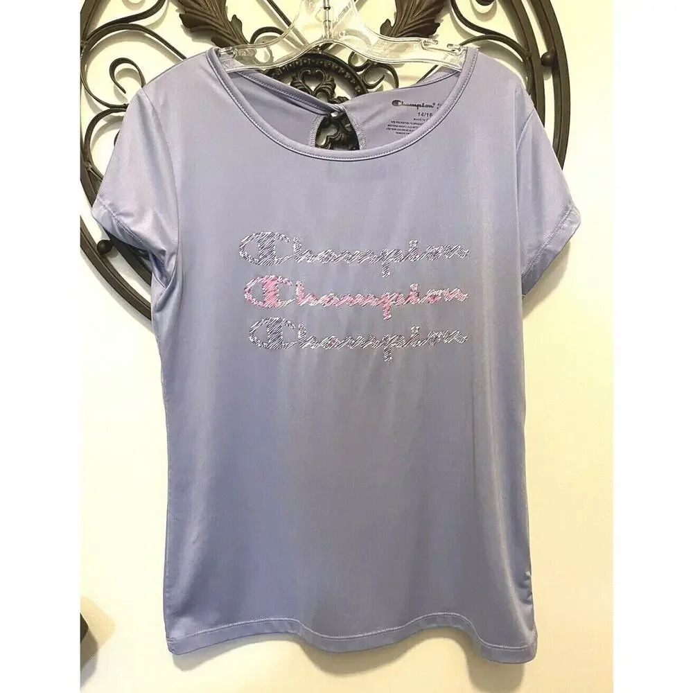 14/16 Champion Athleticwear Girl's Top Back Keyhole Purple